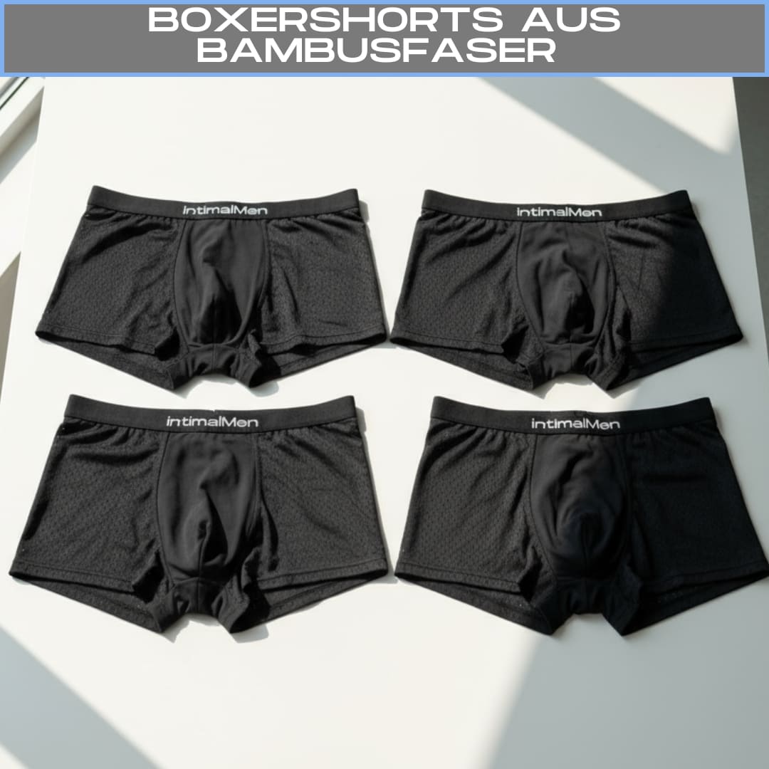 4ER-PACK BOXERSHORTS AUS BAMBUSFASER + SLIM-GELDBÖRSE + ALL-BLACK-UHR