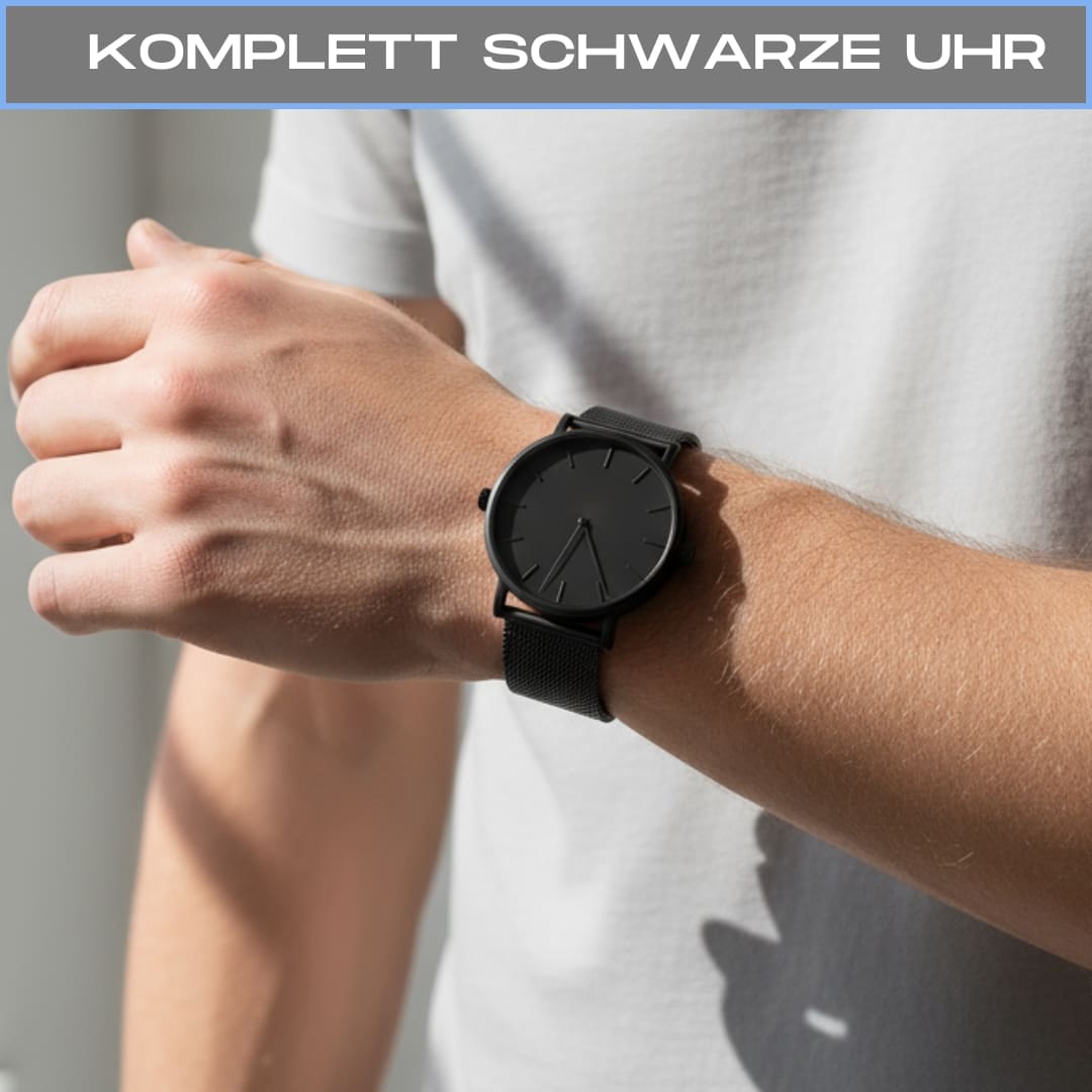 4ER-PACK BOXERSHORTS AUS BAMBUSFASER + SLIM-GELDBÖRSE + ALL-BLACK-UHR