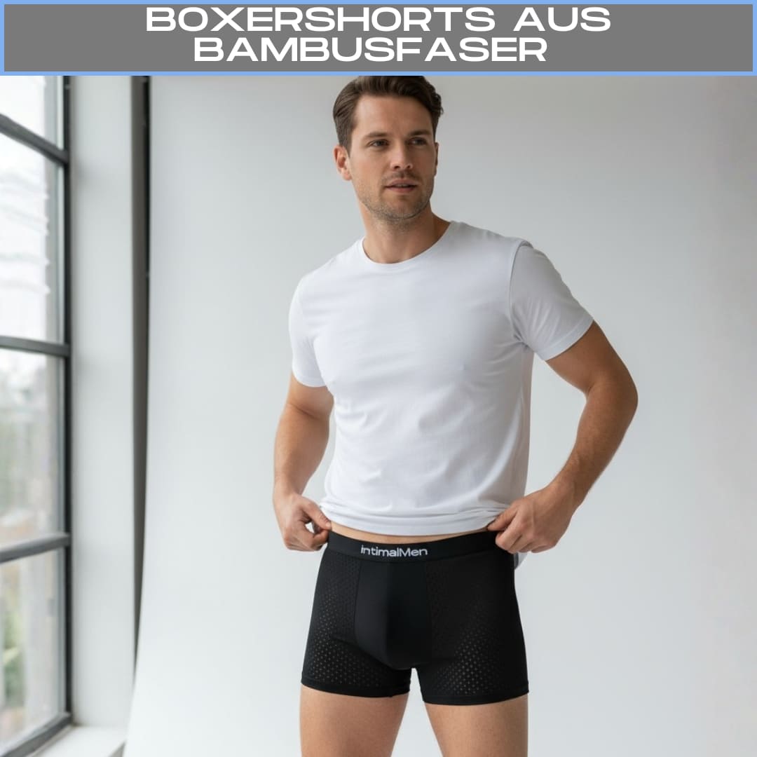 4ER-PACK BOXERSHORTS AUS BAMBUSFASER + SLIM-GELDBÖRSE + ALL-BLACK-UHR
